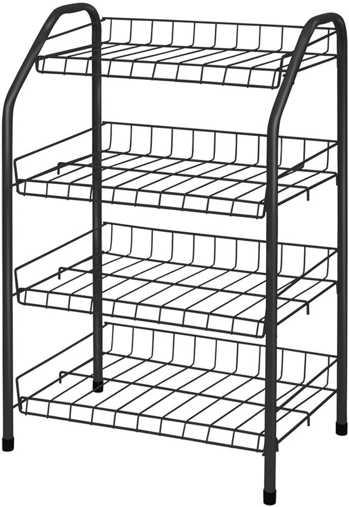 Полка для обуви, металл, 4 секции, 46х28х70 см, черная, Nika, ЭТ2/Ч
