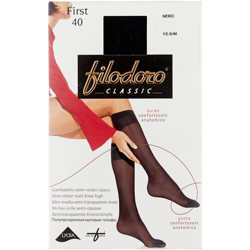 фото Капроновые гольфы filodoro classic first 40 den, размер 1/2 s/m, nero