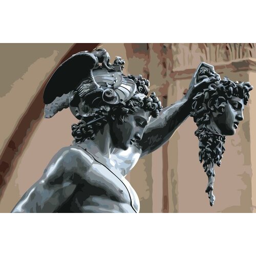 Картина по номерам Античные статуи: Персей и голова Горгоны, Раскраска 40x60 см, Античность