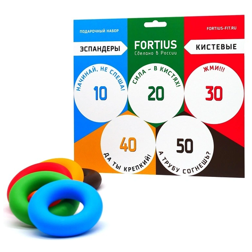 Набор эспандеров кистевых FORTIUS 10 кг, 20 кг, 30 кг, 40 кг, 50 кг.