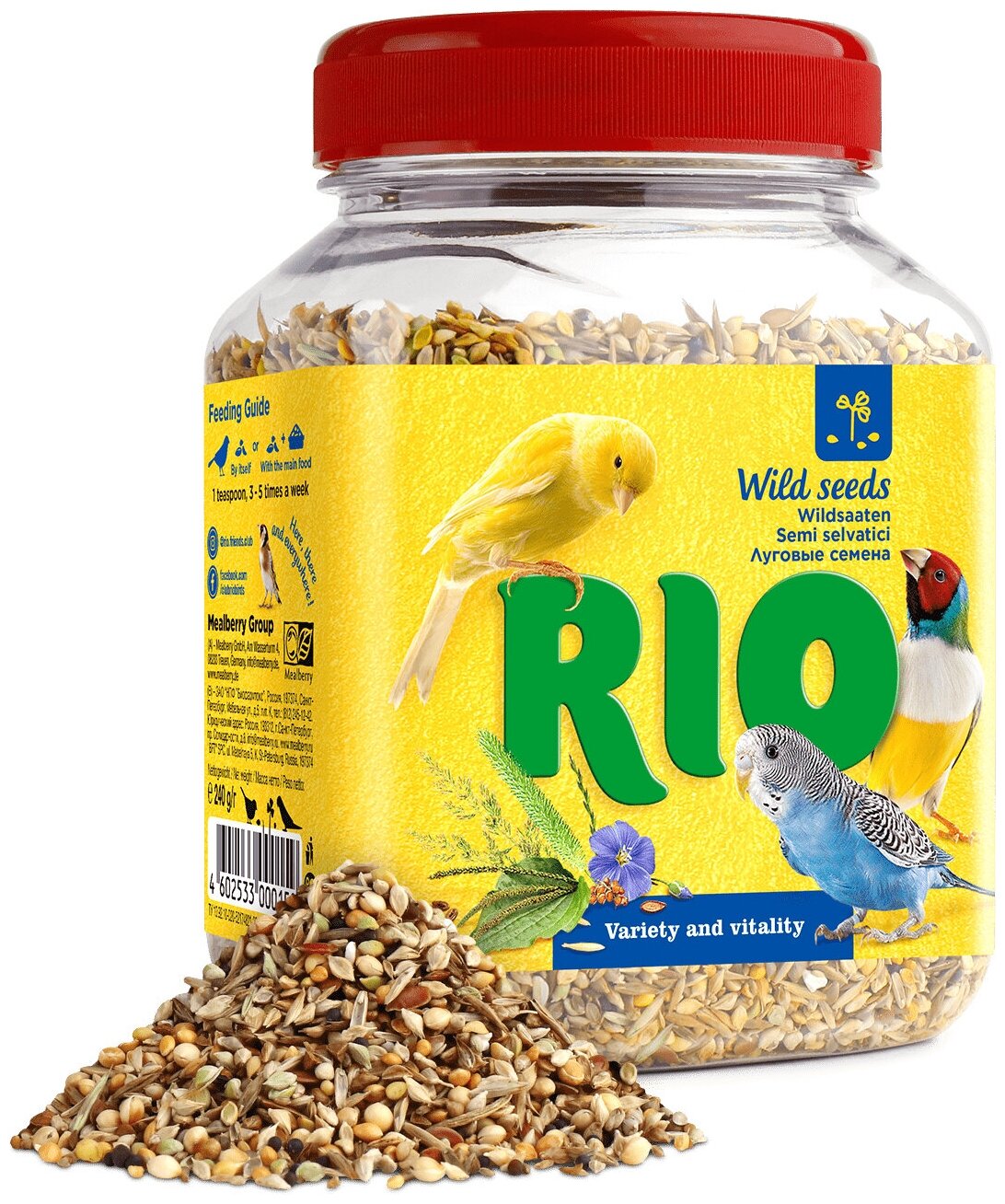 Лакомство для птиц RIO / Рио Wild seeds Variety and vitality Семена луговых трав с овсом и просом 240г / зерновая смесь