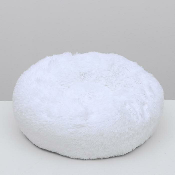 PerseiLine Лежанка Perseiline ЛМ-50 Винчи мягкая круглая пухлая 58 х 20 см, Белый