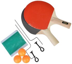 Набор для тенниса (ракетка 2 штуки, теннисный мяч 3 штуки, сетка с держателями), дерево