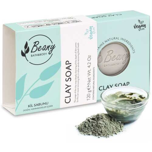 Мыло Beany твердое натуральное турецкое Clay Extract Soap с экстрактом глины
