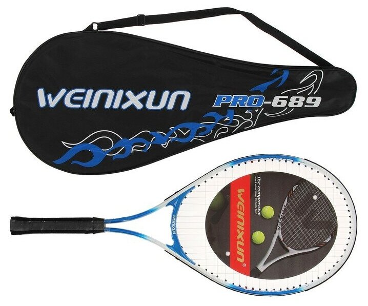 Ракетка для большого тенниса тренировочная, в чехле, цвет синий