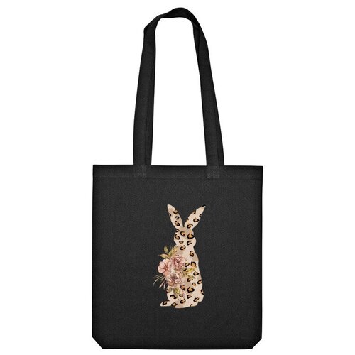 Сумка шоппер Us Basic, черный сумка леопардовый цветочный заяц акварельный букет белый