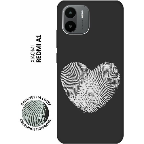 Матовый чехол Lovely Fingerprints W для Xiaomi Redmi A1 / Сяоми Редми А1 с 3D эффектом черный матовый чехол trekking w для xiaomi redmi a1 сяоми редми а1 с 3d эффектом черный