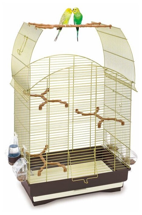 Клетка для птиц Imac AGATA, размер 58х33х62.5см., коричневый с золотом - фотография № 5