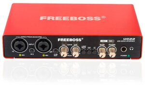 FREEBOSS UC22 Аудиоинтерфейс 24 бит/192 кГц, 2 входа, + 48 В.