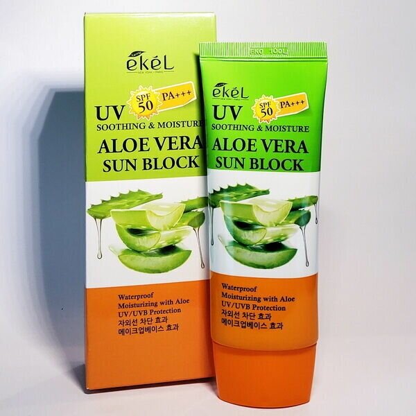 Ekel Крем для лица и тела солнцезащитный с экстрактом алоэ - Aloe vera sun blockSPF50/PA+++, 70мл.