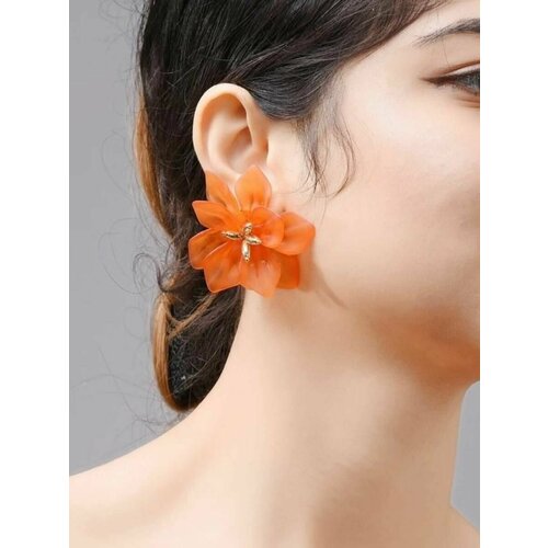 Серьги пусеты размер/диаметр 6 мм., оранжевый