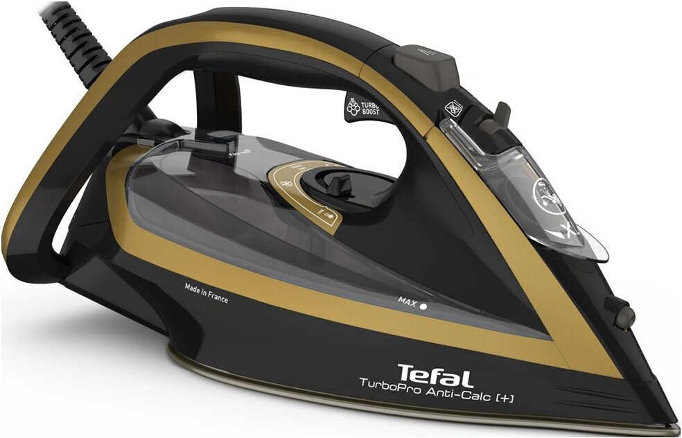 Утюг Tefal Turbo Pro Anti-Calc FV5696E1, черный/золотой