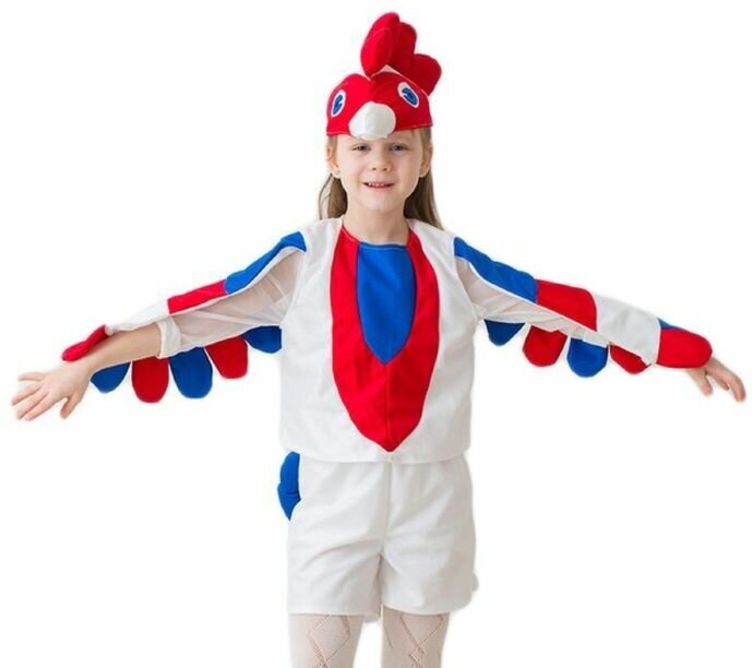 Карнавальный костюм Петушок, 3-5 лет, рост 104-116 см, цвет белый