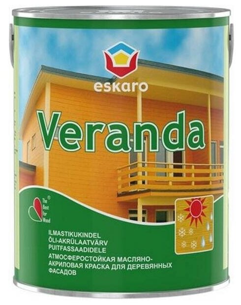 Eskaro Атмосферостойкая краска для деревянных фасадов "Eskaro Veranda" (0,95л база А) - фотография № 4