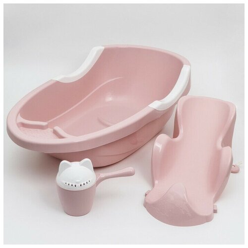 Набор для купания детский, ванночка 86 см, горка, ковш -лейка, цвет розовый лейка для купания ребенка китенок