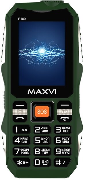 Телефон MAXVI P100, 2 SIM, зелeный