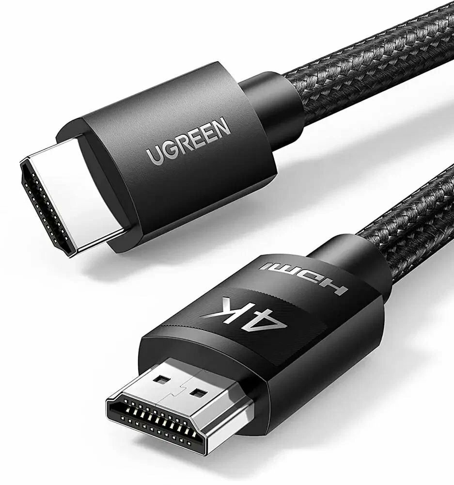 Кабель UGreen 30999 HD119 4K HDMI Cable Male to Male Braided, 1 м, 1 шт, черный