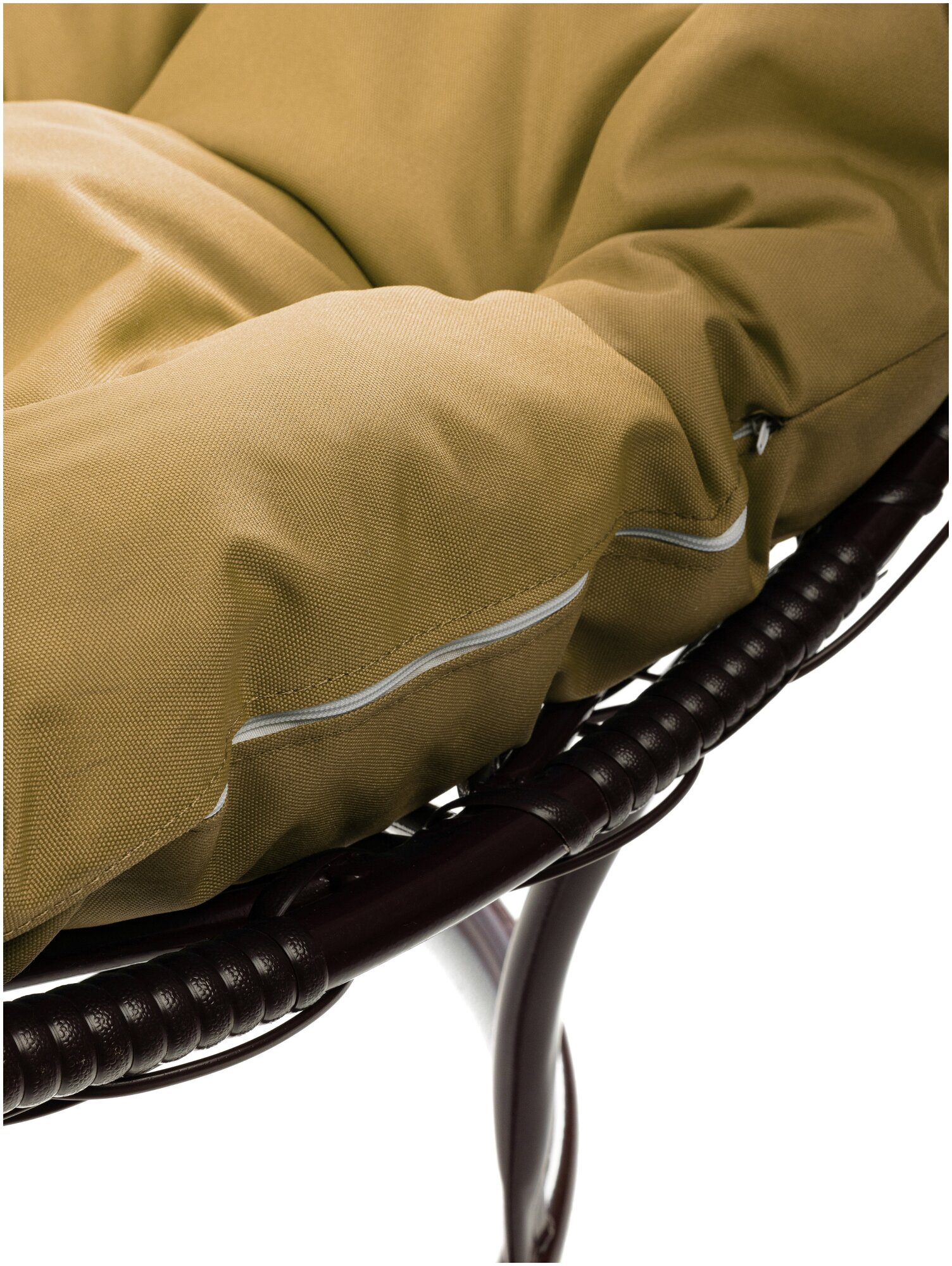Кресло M-Group круг на подставке ротанг коричневое, бежевая подушка - фотография № 11
