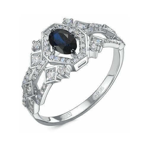 фото Кольцо diamant online, белое золото, 585 проба, бриллиант, сапфир, размер 17