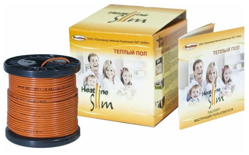 Одножильный теплый пол на катушке Heatline-Slim 1SL HL-SL1-1000 в стяжку, под плитку