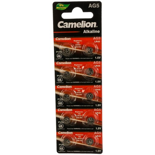 Батарейка для часов Camelion G5 BL-10 Mercury Free AG5-BP10 0%Hg 393A/LR754/193 12813 15905330 camelion g11 bl 10 mercury free ag11 bp10 0%hg 362a lr721 162 батарейка для часов 10 шт в уп ке