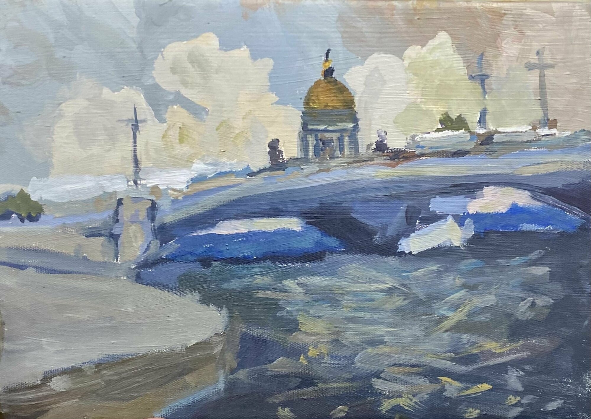 Вид набережная Санкт-Петербург Картина маслом современный художник С. Петербург