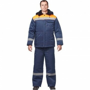 Спец. одежда Куртка зимняя мужская з32-КУ с СОП синий/оранжевый смесовая (размер 48-50 рост 170-176)