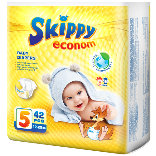 Подгузники детские Skippy Econom, р-р5 (12-25кг), 42 шт.