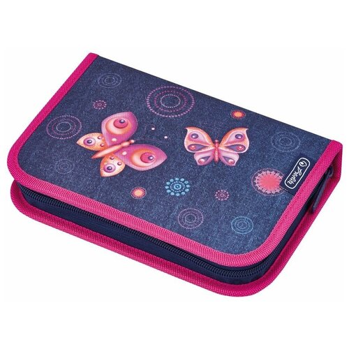 Herlitz Пенал Butterfly Dreams (50008339), синий/розовый herlitz пенал pink hearts 50014347 розовый синий