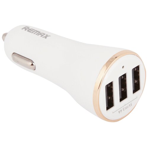 фото Автомобильное зарядное устройство remax с 3 usb выходами dolfin car charger rcc303 ток заряда 3,4а (золотое)