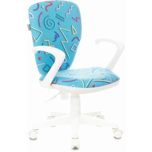 Кресло детское Бюрократ KD-W10AXSN, на колесиках, ткань, голубой [kd-w10axsn/stick-bl]