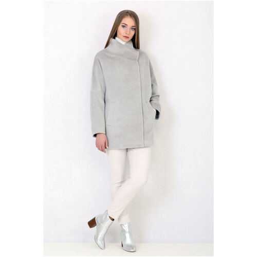 Пальто Lea Vinci, размер 46/170, серебряный, серый пальто lea vinci демисезонное силуэт прямой средней длины размер 44 170 серый