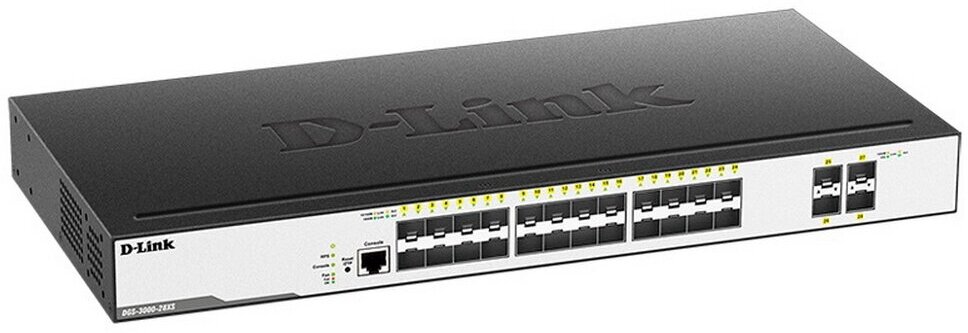 Коммутатор D-Link (DGS-3000-28XS/B1A) Управляемый L2, 24 ports 1000Base-X SFP, 4 ports 10GBase-X SFP+