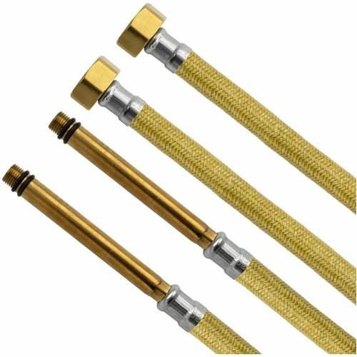 Подводка для воды шланг к смесителю гайка - длинный латунный штуцер 12 90 cм 657₽