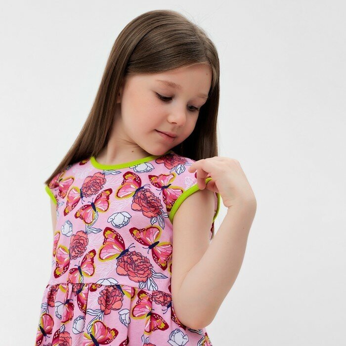 Юниор Текстиль Сарафан для девочки, цвет розовый/бабочки, рост 104 см
