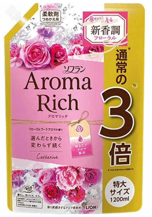 LION Кондиционер для белья аромат катрин Aroma Rich Catherine МУ с крышкой 1200 мл