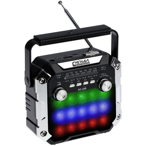 Радиоприёмник РП-228 220В аккумулятор 1200 мАч USB SD чёрный 413800₽