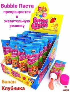 Жевательная резинка "Bubble паста" со вкусами вишни и колы 22гр*20шт - фотография № 1