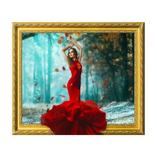 Алмазная мозаика 5D фирмы на подрамнике размер 40х50 круглые камешки LT 0766 Девушка в красном платье картины своими руками itshobby алмазная мозаика круглыми стразами нежная колибри