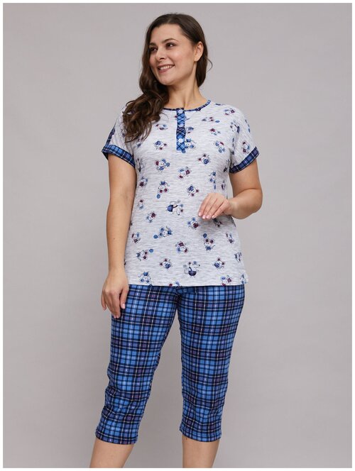 Пижама Алтекс, размер 52, серый, синий