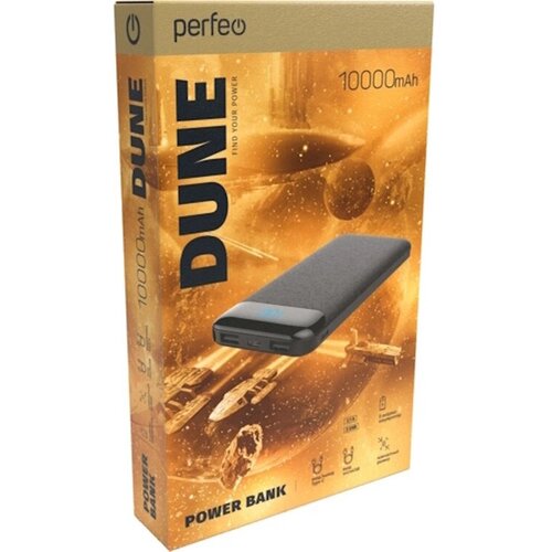 Внешний аккумулятор Perfeo Dune 10000mahLED диспIn Type-CMicrousbOut Type-C 21АUSB 1А21ABla 173000₽