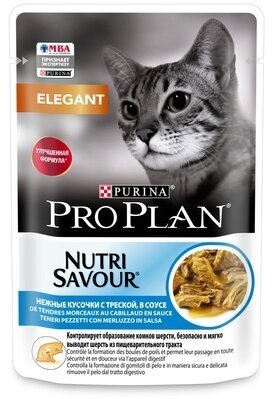 Purina Pro Plan (паучи) Паучи Кусочки в соусе для кошек с треской (Derma) 1234277112457450 0,085 кг 25358 (15 шт)