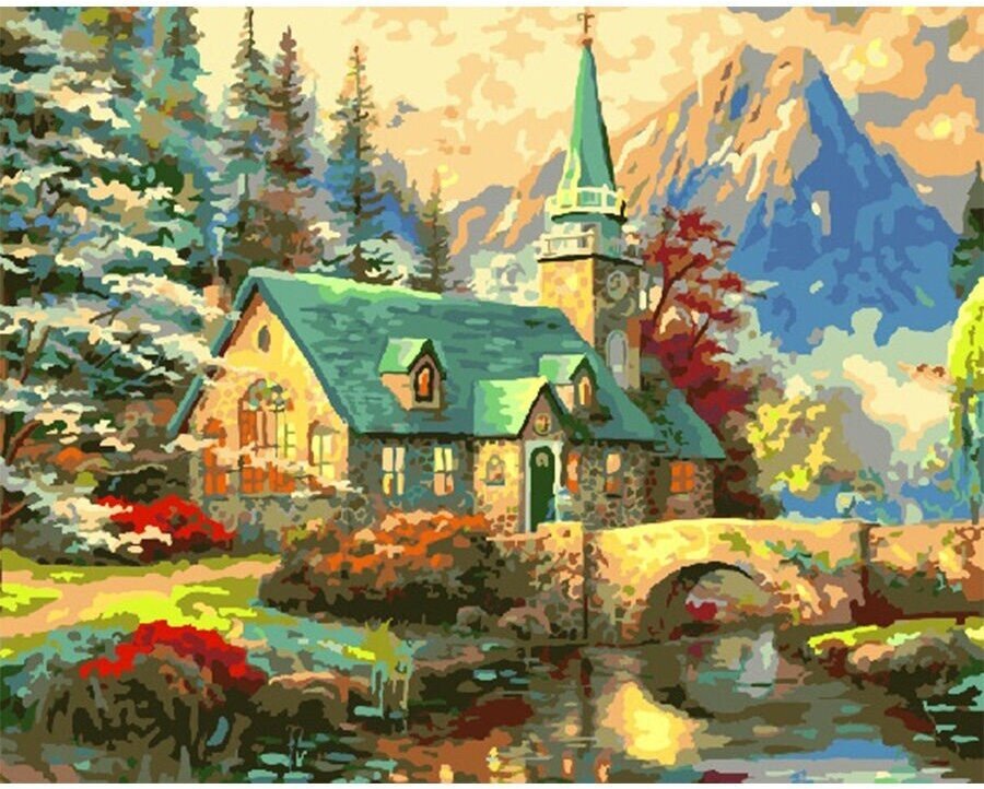 Картина по номерам Церковь у реки 40х50 см Hobby Home