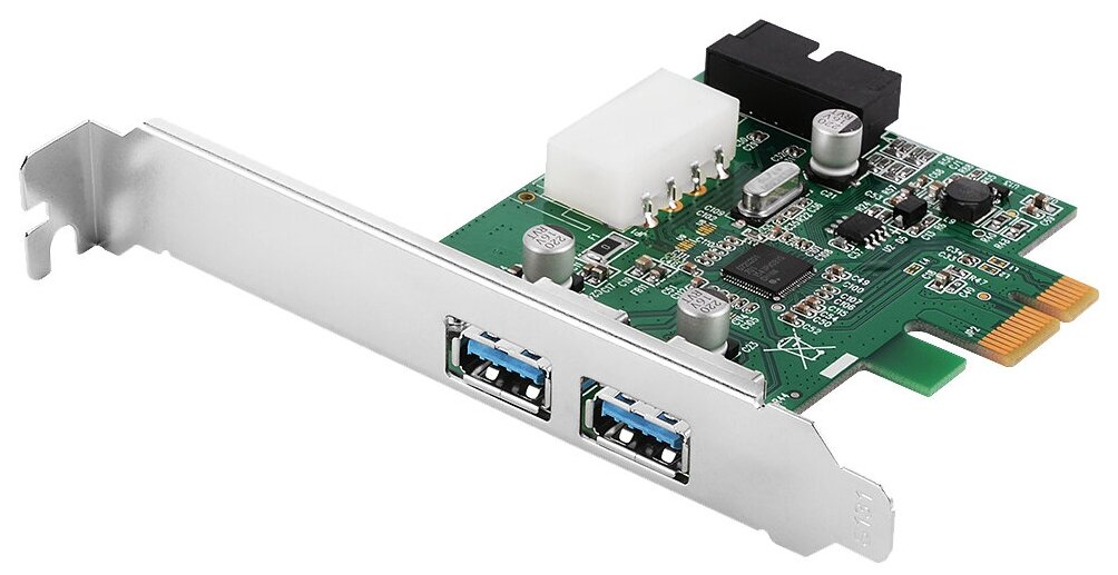 Контроллер USB3.0 Orient VA-3U2219PE PCI-Express на 2 USB Af внешних USB + 2 Af внутрених VL805 + доп-питание