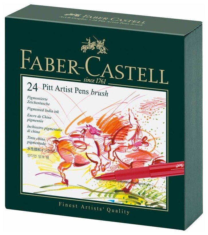 Faber-Castell Набор капиллярных ручек Pitt brush, 24 цв.