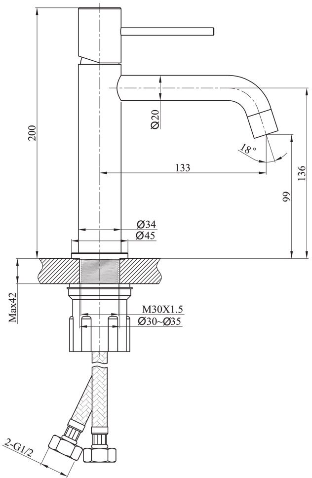 Смеситель для раковины Raiber Graceful RPB-001 - фото №2