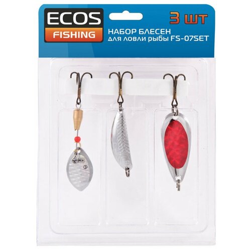Набор блесен для ловли рыбы 3 шт FS-07SET цветной 116₽