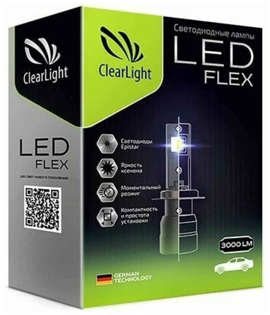 Лампа светодиодная Clearlight Led Flex Лампа светодиодная H4 12-24V 30W 6000K P43t-38 2 шт.