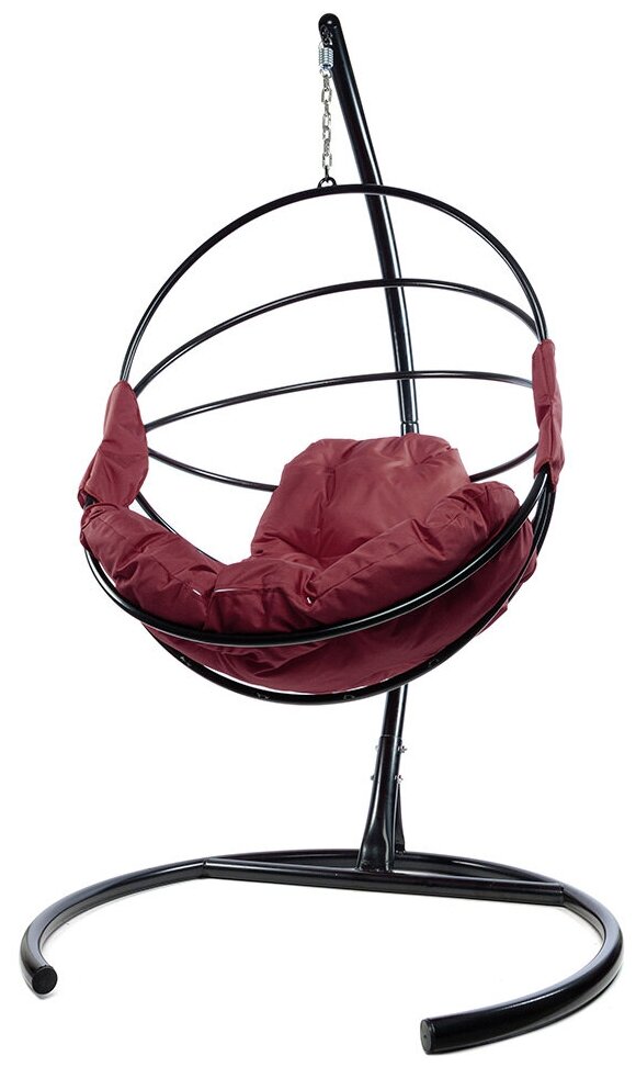 Подвесное кресло M-Group веер, разборный чёрный, бордовая подушка - фотография № 11