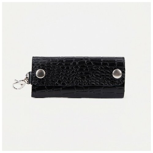 Ключница на кнопках длина 12 см 7 карабинов цвет чёрный 721₽